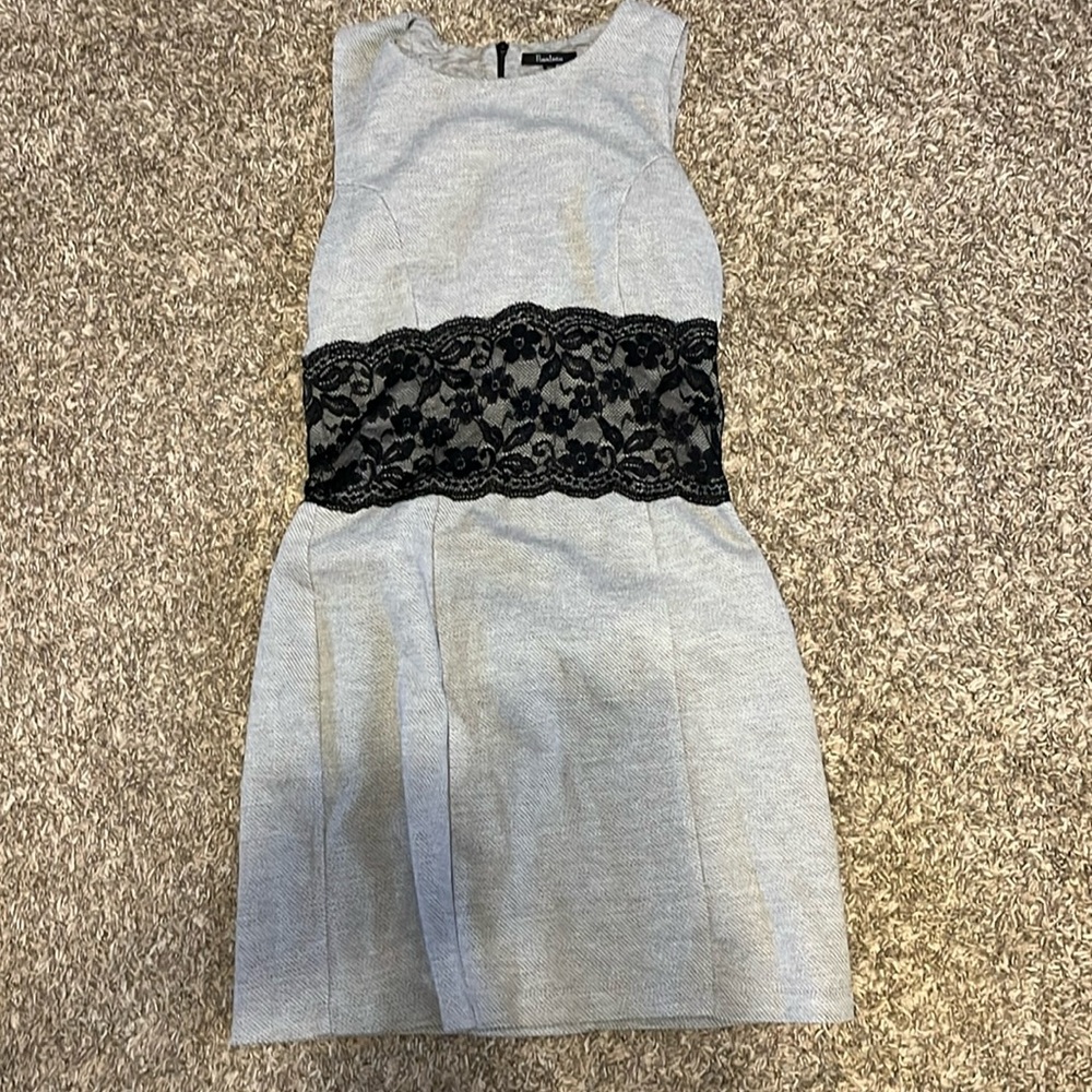 Manteau small gray dress with black lace